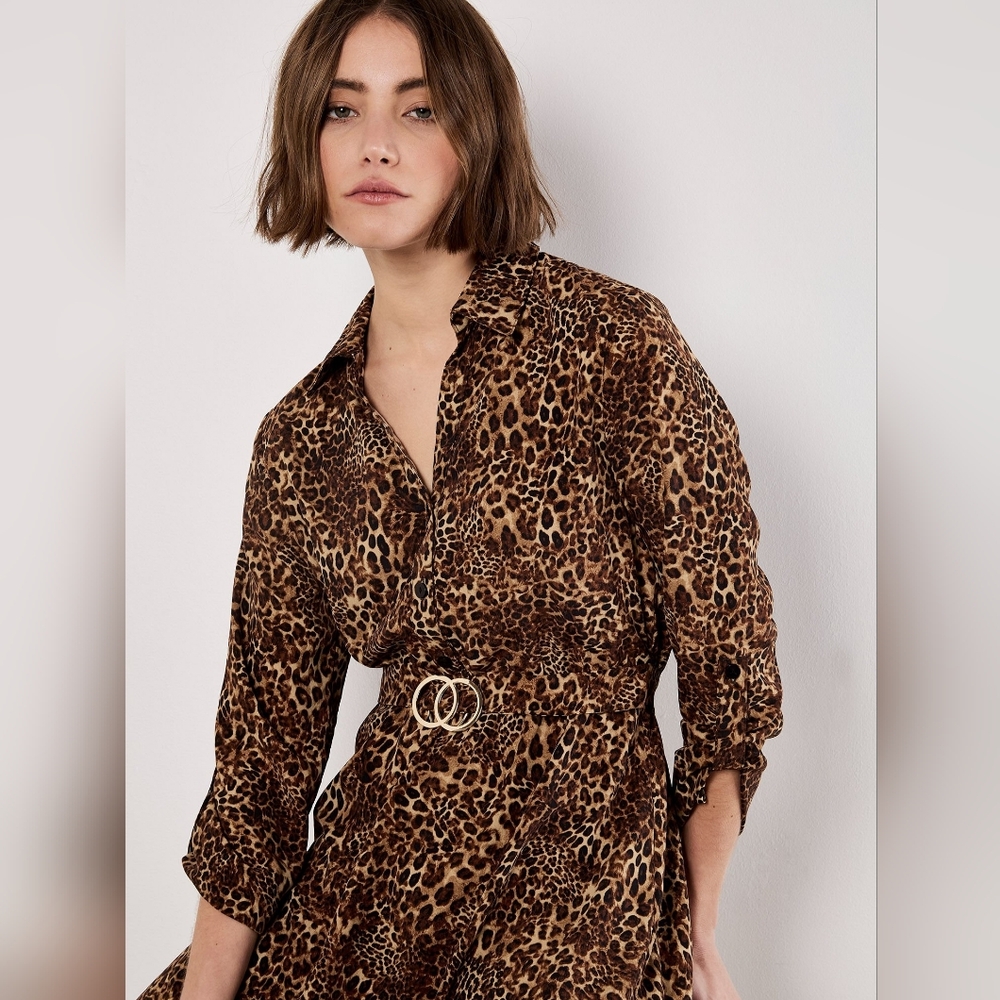 Animal Print Belted Dress